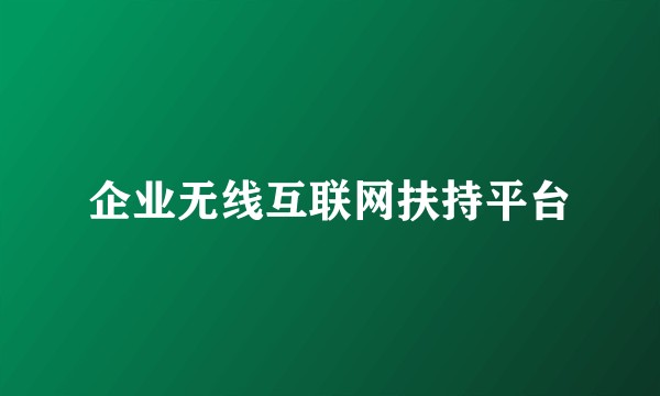 企业无线互联网扶持平台