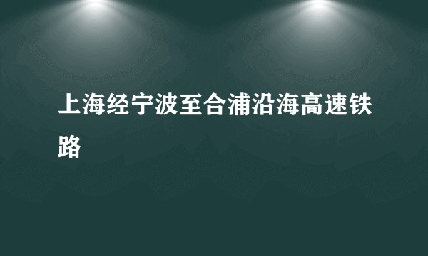 上海经宁波至合浦沿海高速铁路