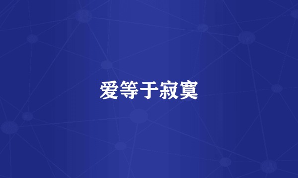 爱等于寂寞