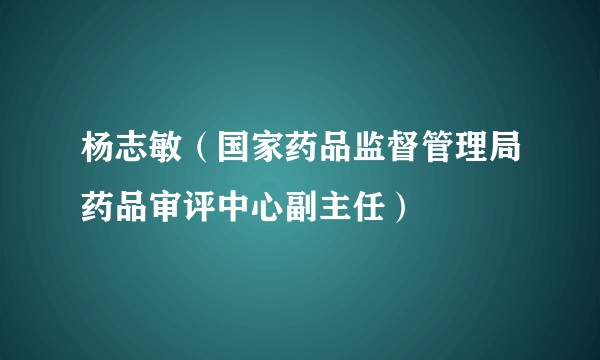杨志敏（国家药品监督管理局药品审评中心副主任）