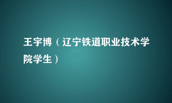 王宇博（辽宁铁道职业技术学院学生）