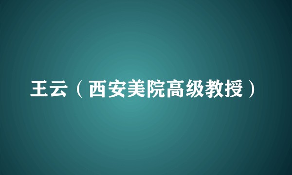 王云（西安美院高级教授）