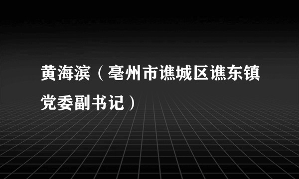 黄海滨(亳州市谯城区谯东镇党委副书记)