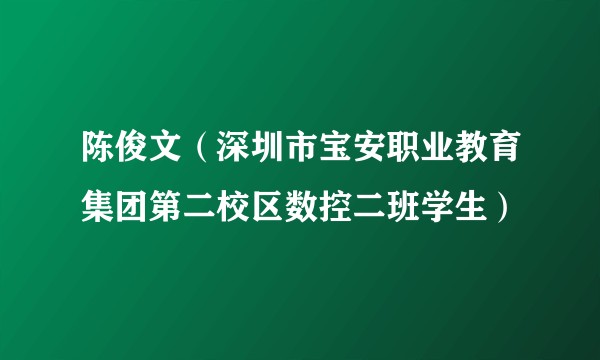 陈俊文（深圳市宝安职业教育集团第二校区数控二班学生）