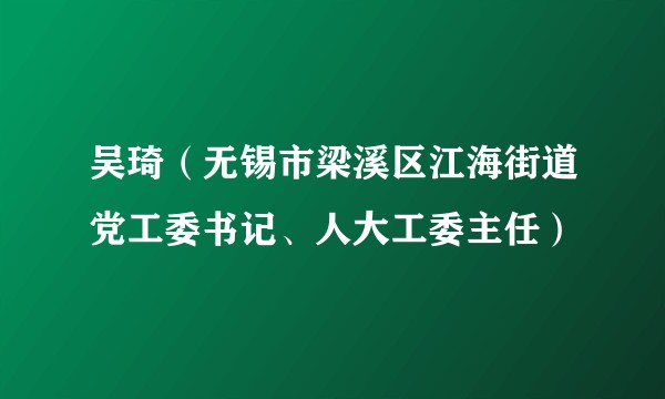 吴琦（无锡市梁溪区江海街道党工委书记、人大工委主任）