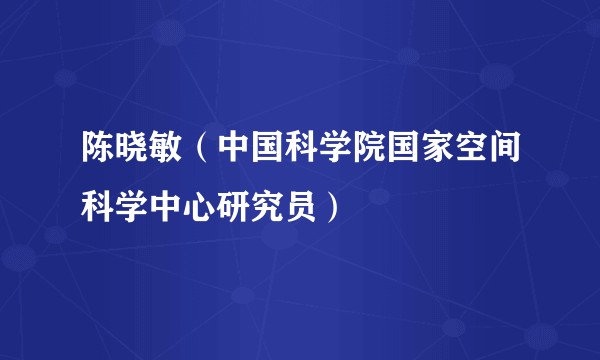 陈晓敏（中国科学院国家空间科学中心研究员）