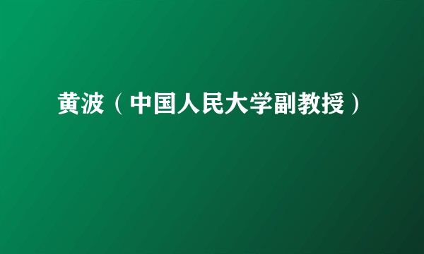 黄波（中国人民大学副教授）