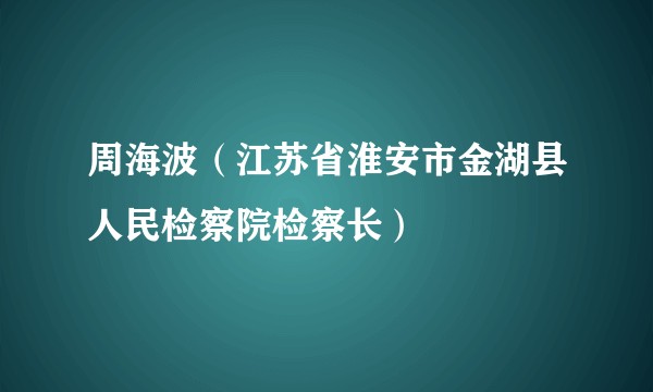 周海波（江苏省淮安市金湖县人民检察院检察长）