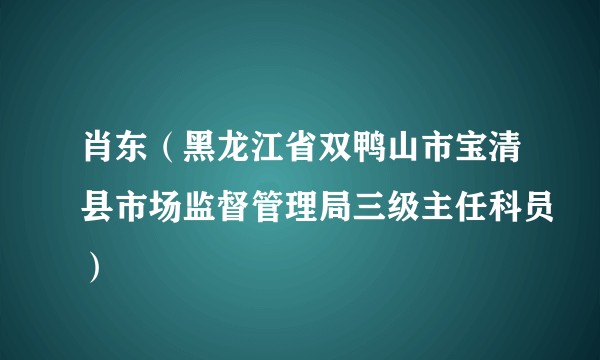 肖东（黑龙江省双鸭山市宝清县市场监督管理局三级主任科员）