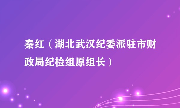 秦红（湖北武汉纪委派驻市财政局纪检组原组长）
