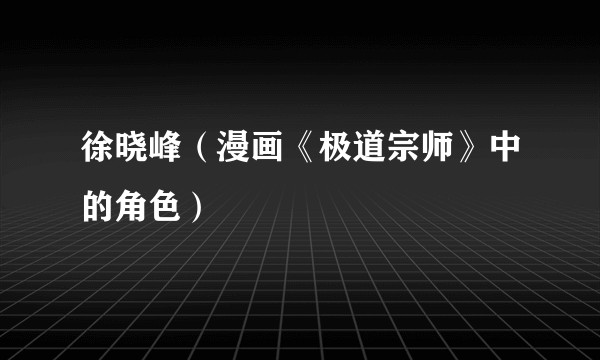 徐晓峰(漫画《极道宗师》中的角色)