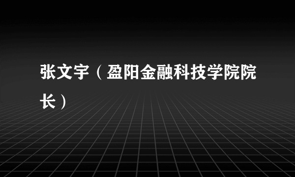 张文宇（盈阳金融科技学院院长）