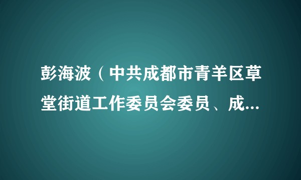 彭海波（中共成都市青羊区草堂街道工作委员会委员、成都市青羊区草堂街道人民武装部部长）