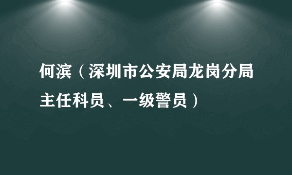 何滨（深圳市公安局龙岗分局主任科员、一级警员）