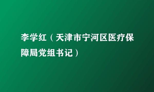 李学红（天津市宁河区医疗保障局党组书记）
