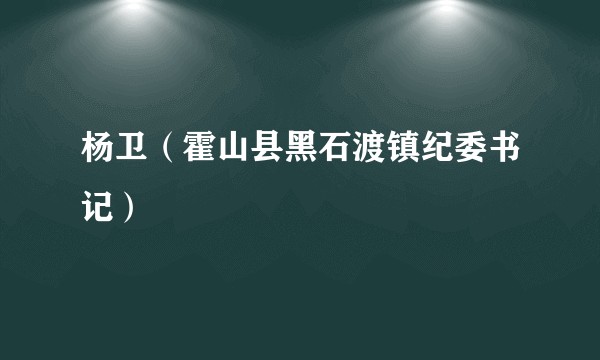 杨卫（霍山县黑石渡镇纪委书记）