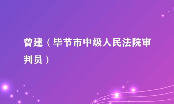 曾建（毕节市中级人民法院审判员）