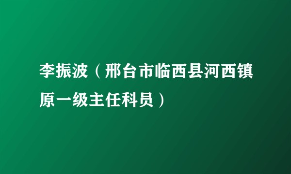 李振波（邢台市临西县河西镇原一级主任科员）