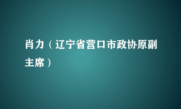 肖力（辽宁省营口市政协原副主席）