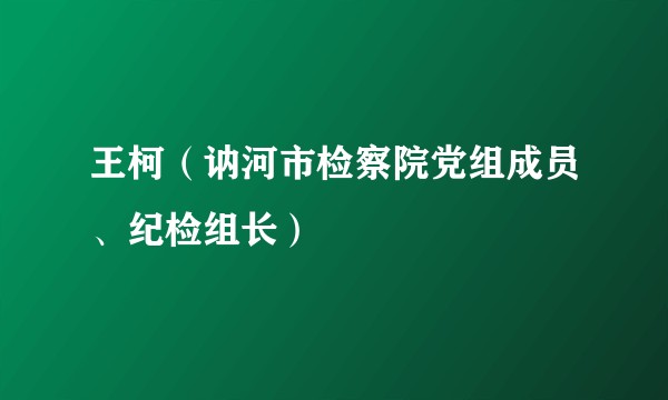 王柯（讷河市检察院党组成员、纪检组长）