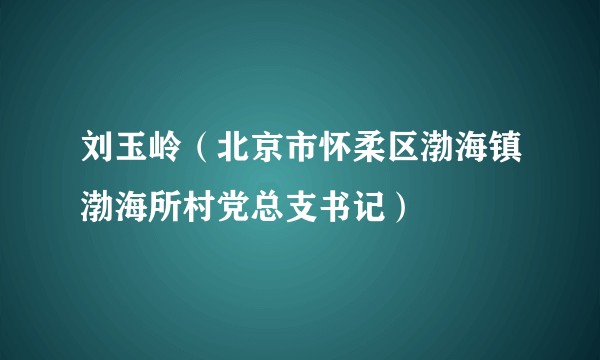 刘玉岭（北京市怀柔区渤海镇渤海所村党总支书记）