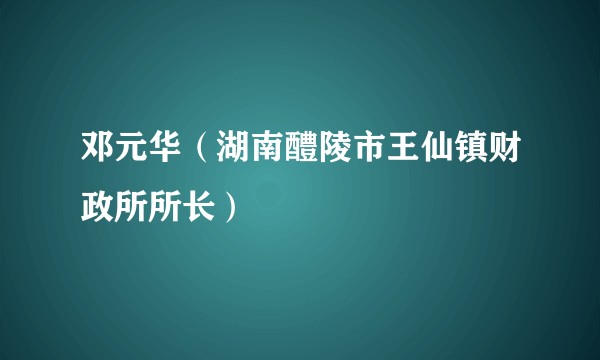 邓元华（湖南醴陵市王仙镇财政所所长）