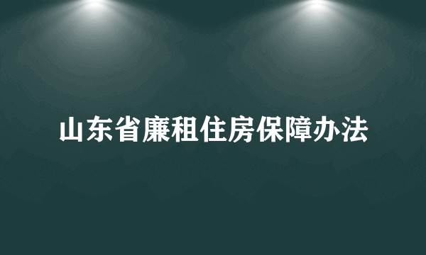 山东省廉租住房保障办法