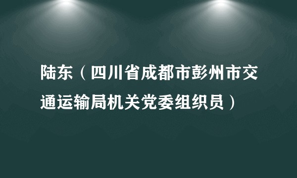 陆东（四川省成都市彭州市交通运输局机关党委组织员）