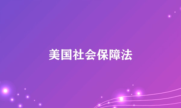 美国社会保障法