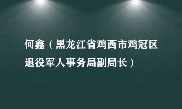 何鑫（黑龙江省鸡西市鸡冠区退役军人事务局副局长）