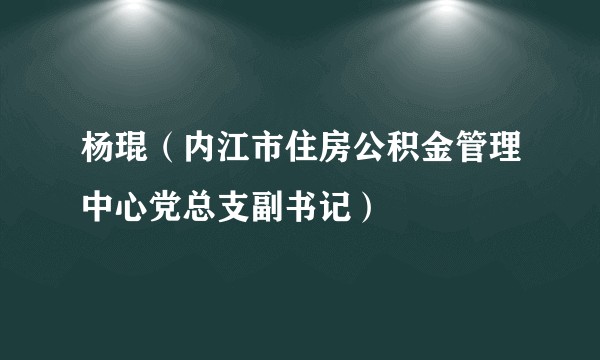 杨琨(内江市住房公积金管理中心党总支副书记)