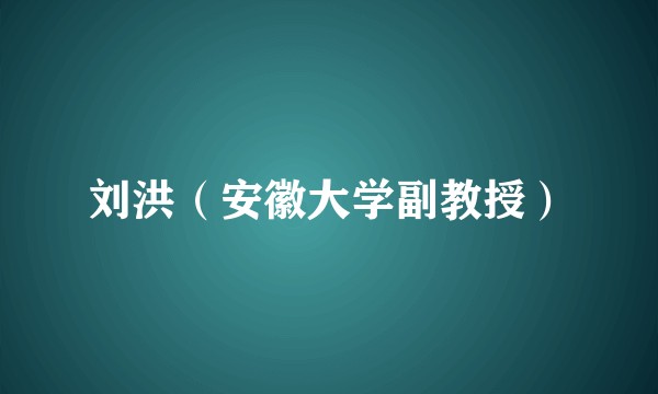 刘洪（安徽大学副教授）