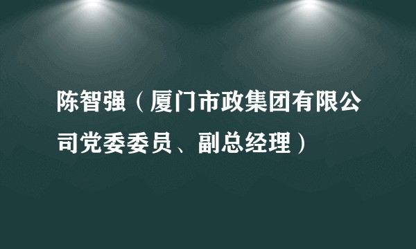 陈智强（厦门市政集团有限公司党委委员、副总经理）