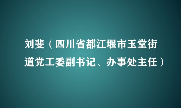 刘斐（四川省都江堰市玉堂街道党工委副书记、办事处主任）