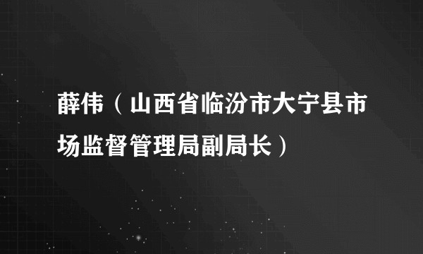 薛伟（山西省临汾市大宁县市场监督管理局副局长）