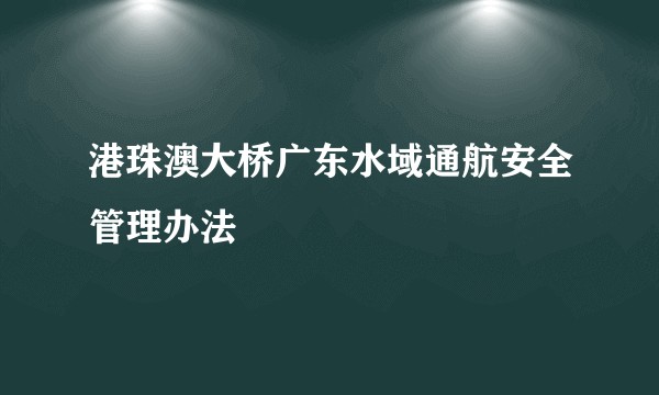 港珠澳大桥广东水域通航安全管理办法