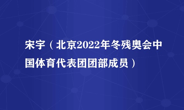 宋宇(北京2022年冬残奥会中国体育代表团团部成员)