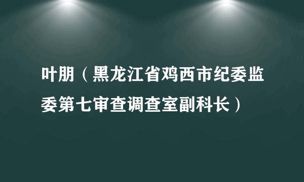 叶朋（黑龙江省鸡西市纪委监委第七审查调查室副科长）