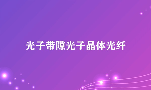 光子带隙光子晶体光纤