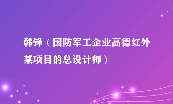 韩锋（国防军工企业高德红外某项目的总设计师）