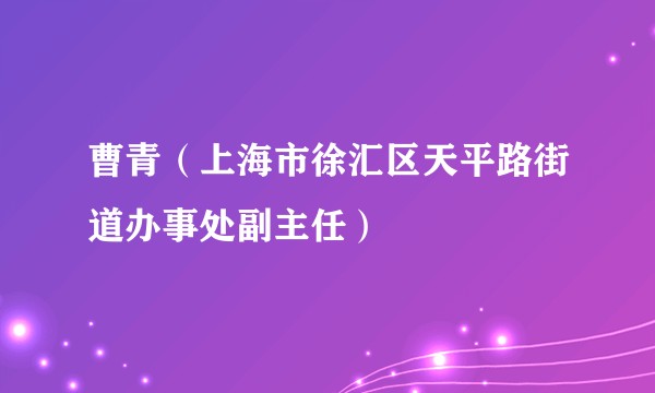 曹青（上海市徐汇区天平路街道办事处副主任）