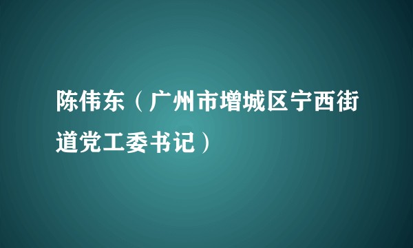 陈伟东（广州市增城区宁西街道党工委书记）