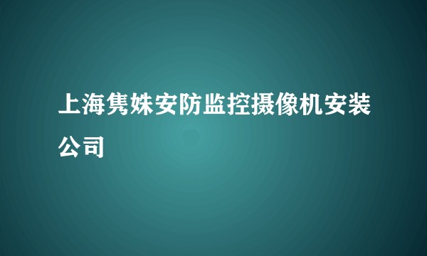 上海隽姝安防监控摄像机安装公司