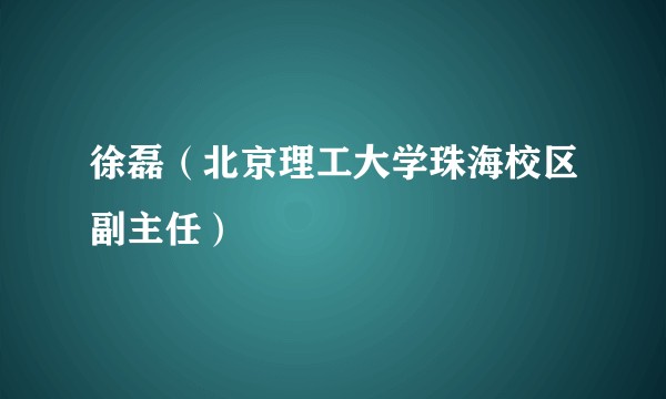 徐磊（北京理工大学珠海校区副主任）
