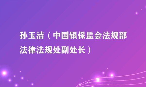 孙玉洁（中国银保监会法规部法律法规处副处长）