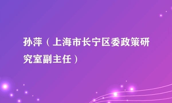 孙萍（上海市长宁区委政策研究室副主任）