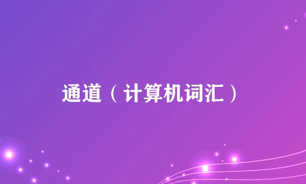 通道(计算机词汇)