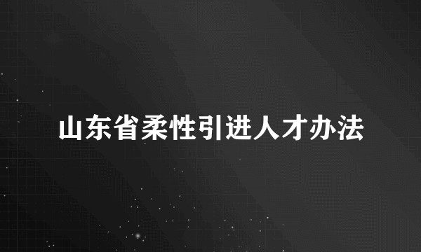 山东省柔性引进人才办法