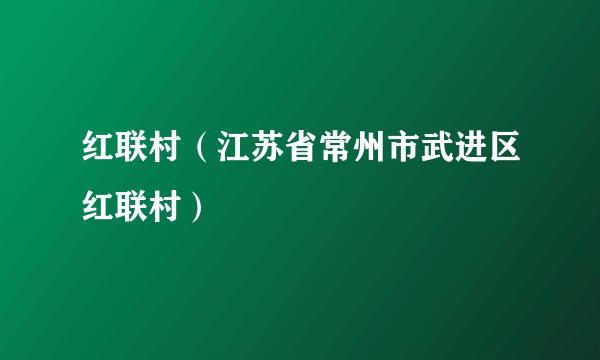 红联村（江苏省常州市武进区红联村）