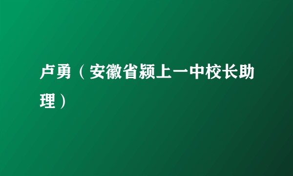 卢勇（安徽省颍上一中校长助理）